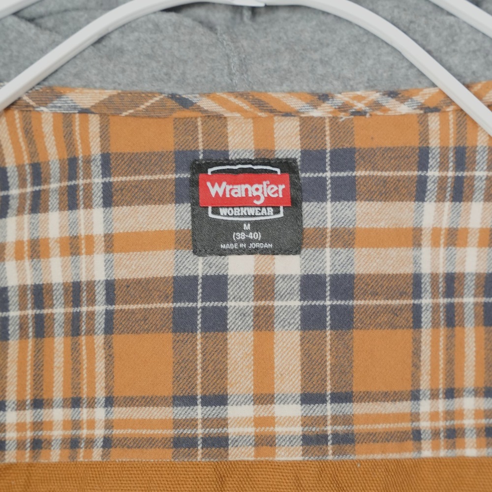 EUC Wrangler Jacket Workwear Men's Size Medium Button Snap Close Brown Hoodie - Picture 2 of 8